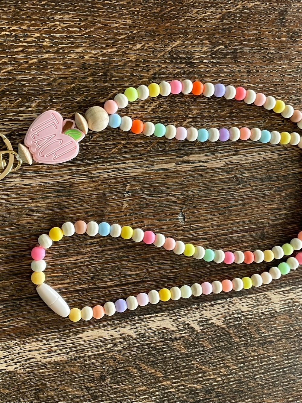 Teacher Beaded Lanyard - Pastel Multi